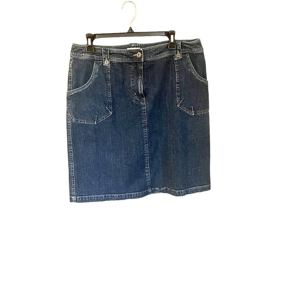 Christopher &‎ Banks Women Size 14 Medium Wash 1% Spandex Jean Skirt - Picture 2 of 5